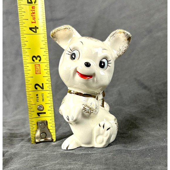 Vintage 1950’s Ceramic Dog Puppy Figurine Gold Trim Japan 4.25” - Picture 10 of 12